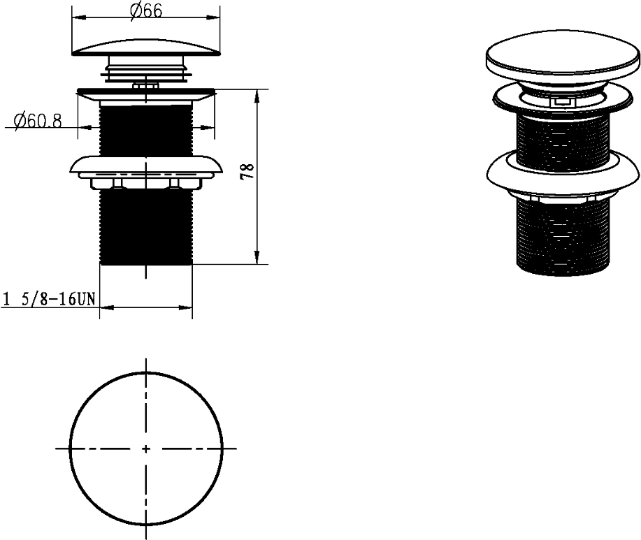 Дополнительное фото №1 Слив для раковины, автомат(клик-клак) BLACK с переливом
